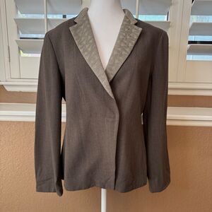 Giorgio Armani Men's Size 42 Jacquard Lapel Wool Blazer Jacket Brown Beige Retro
